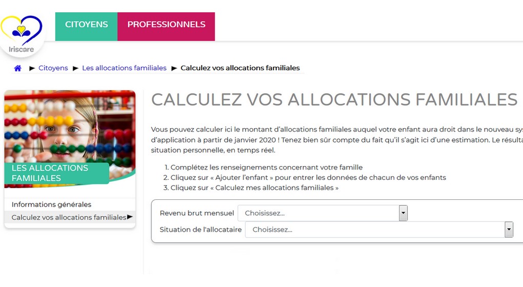 Allocations Familiales - Iriscare Site Calcul - BX1