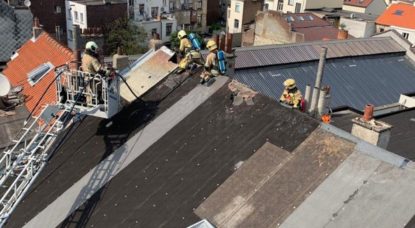 Anderlecht - Incendie toit Rue Gheude - Pompiers de Bruxelles