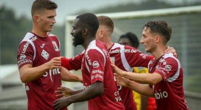 RWDM Joie après but Préparation Malines - Belga Virginie Lefour