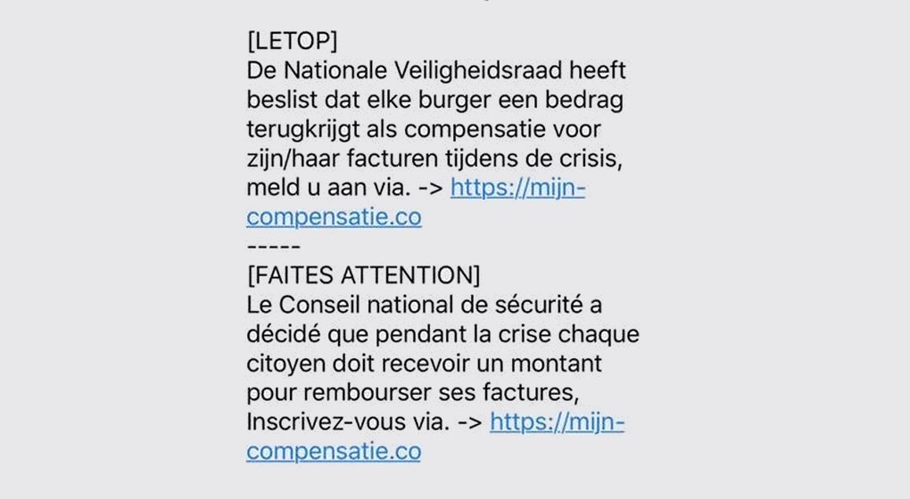 Faux SMS Conseil National de Sécurité - Safe on Web