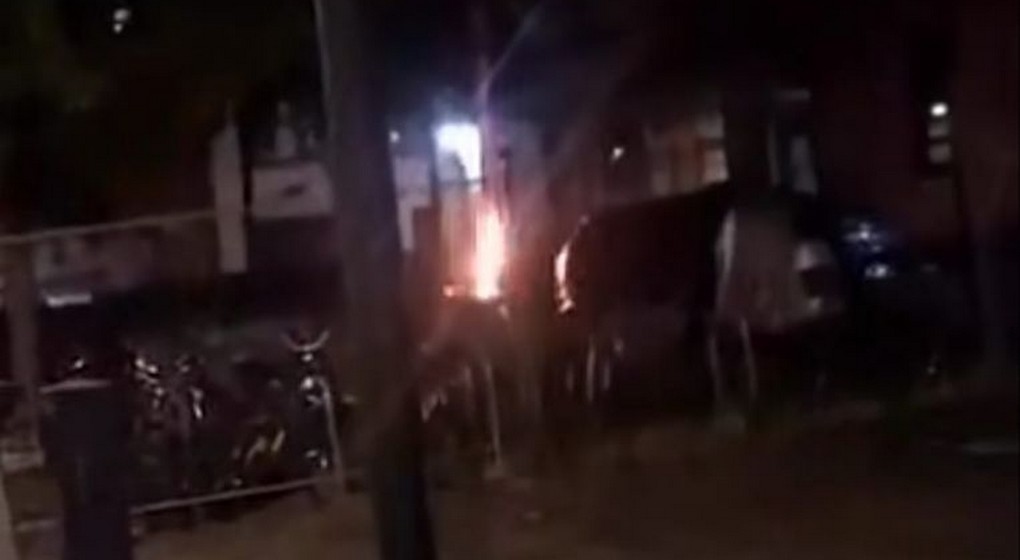 Voiture de police incendie Marolles 15072020 - Capture Snapchat Mugii.10