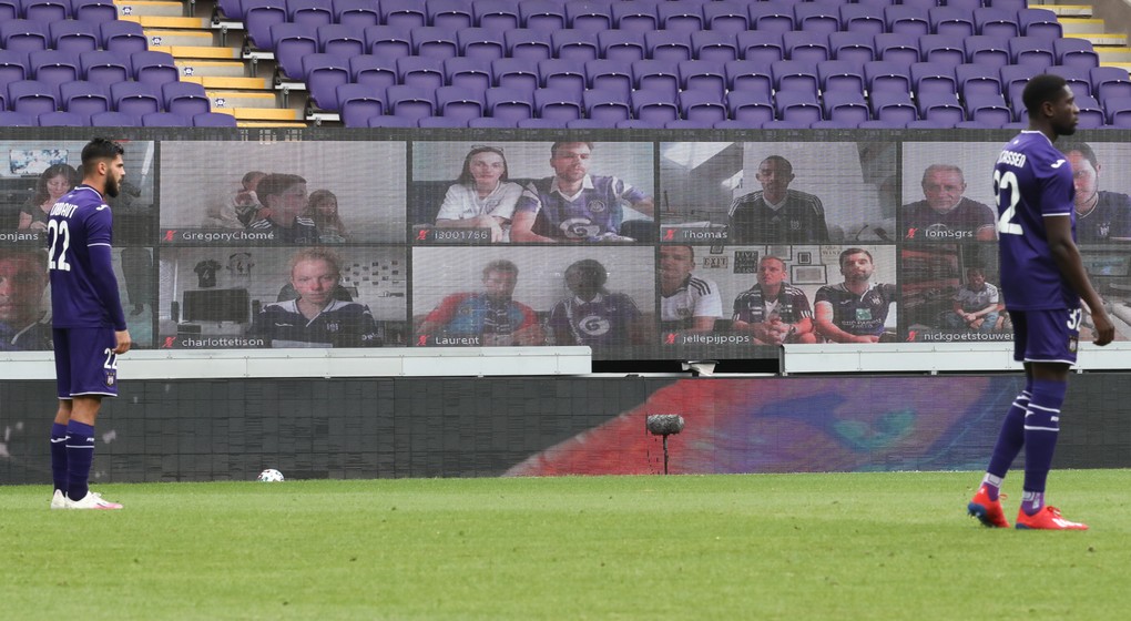 Stade RSC Anderlecht vide - Supporters par Zoom - Belga Virginie Lefour