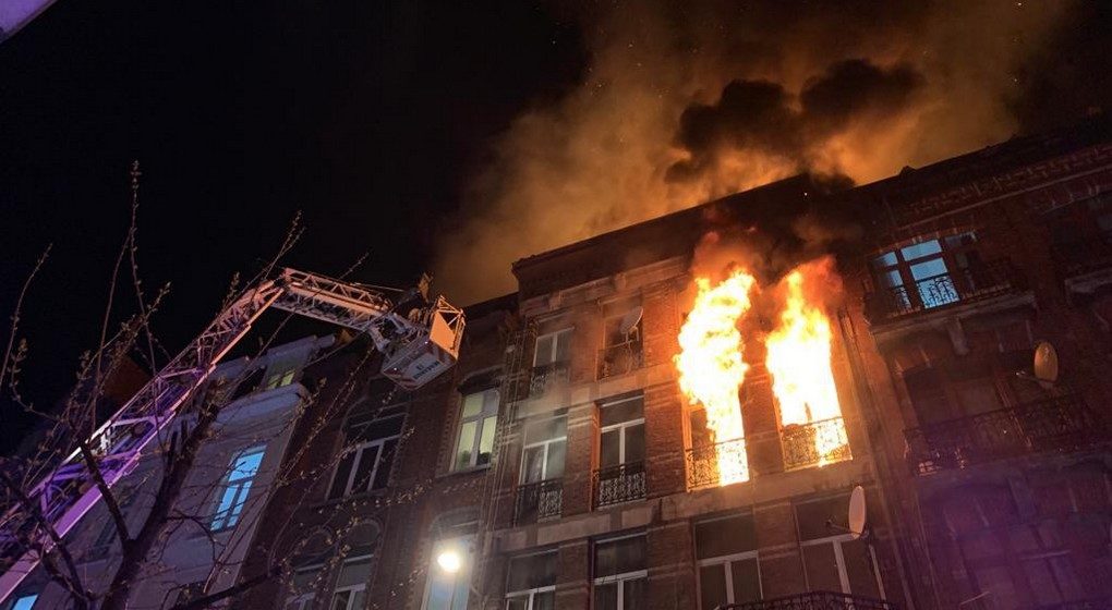 Incendie Rue Heyvaert Anderlecht 19042021 - Pompiers de Bruxelles Walter Derieuw