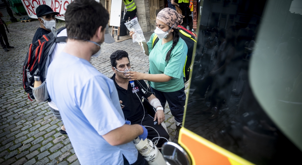 Hospitalisation Sans-Papiers Grève de la faim 19072021 - Belga Hatim Kaghat