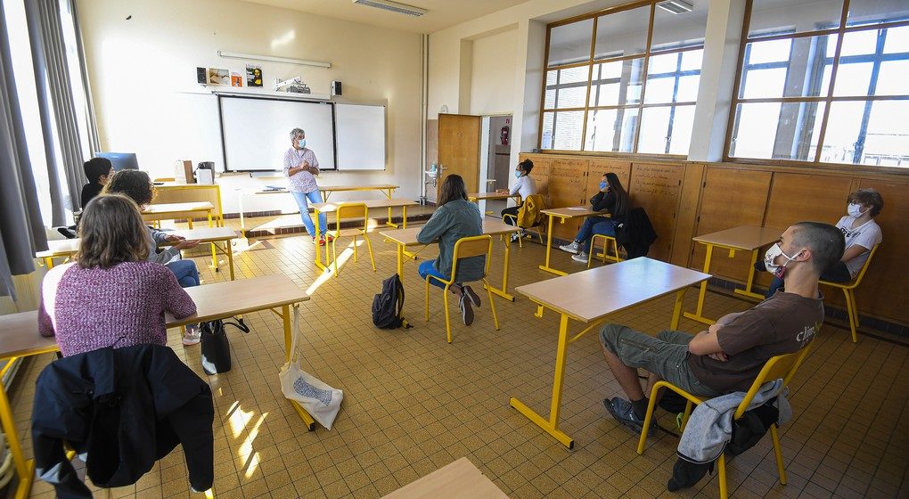 Classe école secondaire Masque Covid-19 - Belga Laurie Dieffembacq