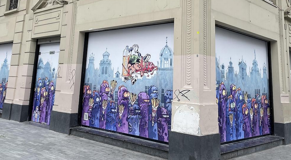 Fresque Kid Paddle Bourse - Ville de Bruxelles