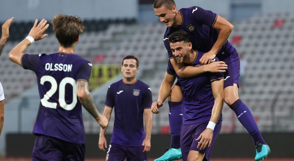 But célébration Hoedt RSC Anderlecht Laçi - Belga Virginie Lefour