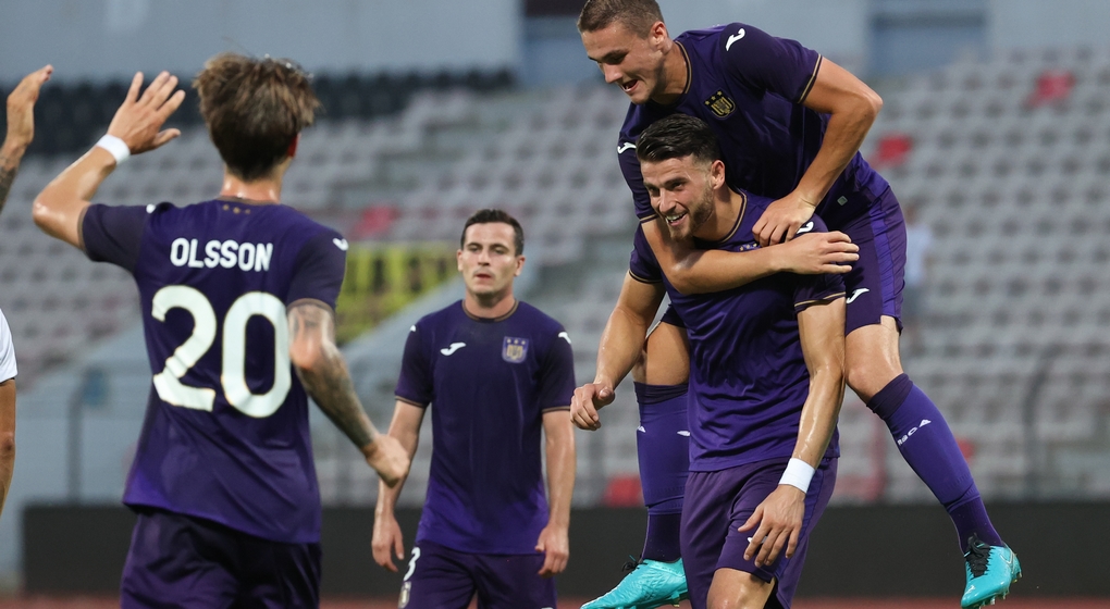 But célébration Hoedt RSC Anderlecht Laçi - Belga Virginie Lefour