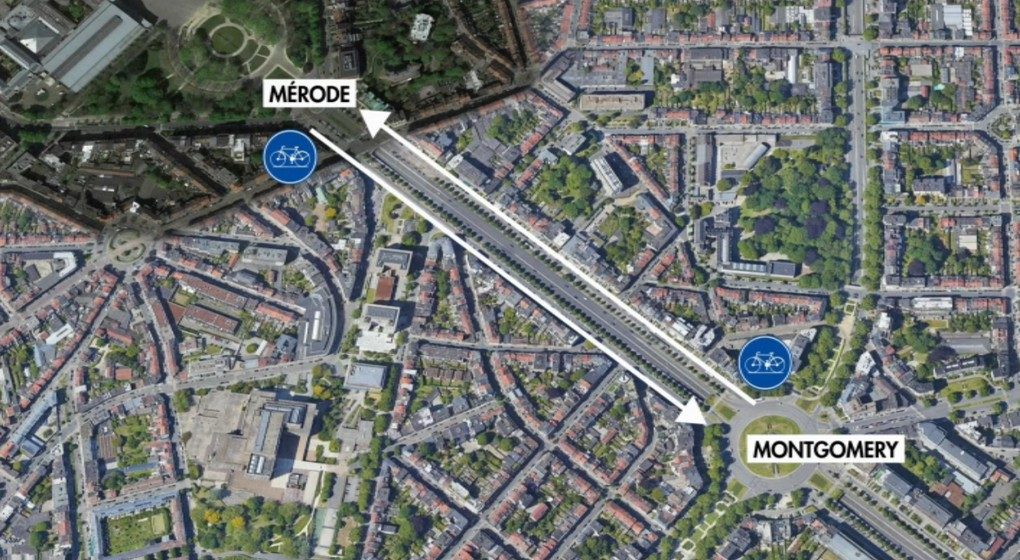 Infographie Pistes cyclables Mérode Montgomery Avenue de Tervueren - BX1
