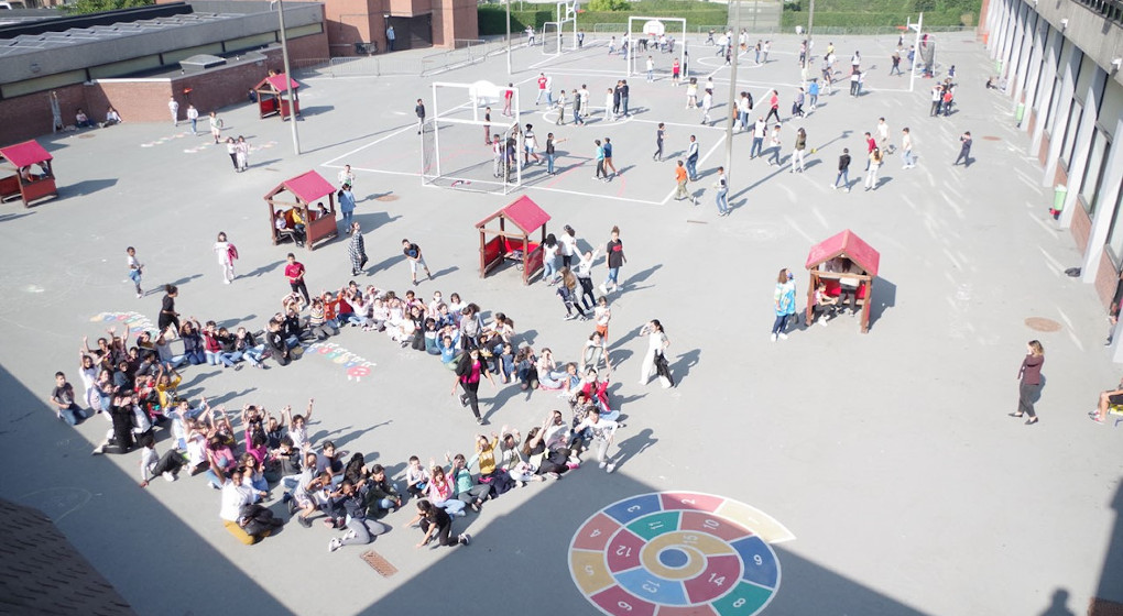 Cour de récré Ecole les Magnolias, où il y aura un enseignement en immersion - Photo : Ville de Bruxelles