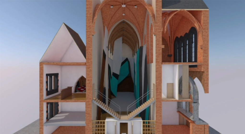 L'église Saint-Antoine de Padoue transformée en salle d'escalade - Photo : Capture BX1