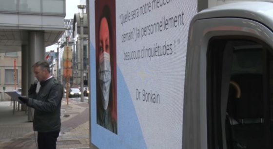 Message de Médecins SansVoix Manifestation Absym - Belga