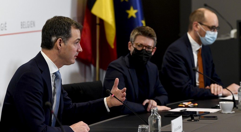 Conférence de presse Alexander De Croo Pierre-Yves Dermagne Vincent Van Peteghem - Belga Pool Frederic Sierakowski