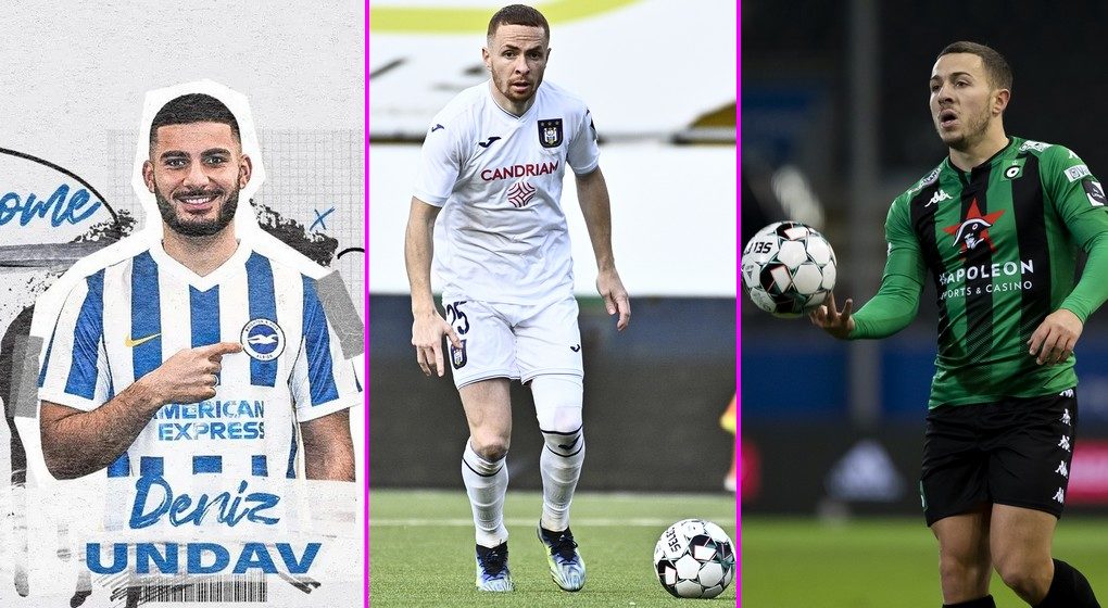 Montage - Denis Undav Adrien Trebel Kylian Hazard - Brighton Hove et Belga