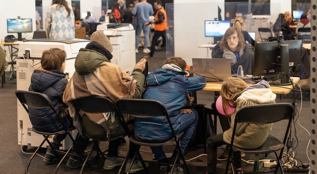 Accueil réfugiés ukrainiens Palais 8 Heysel - Belga James Arthur Gekiere