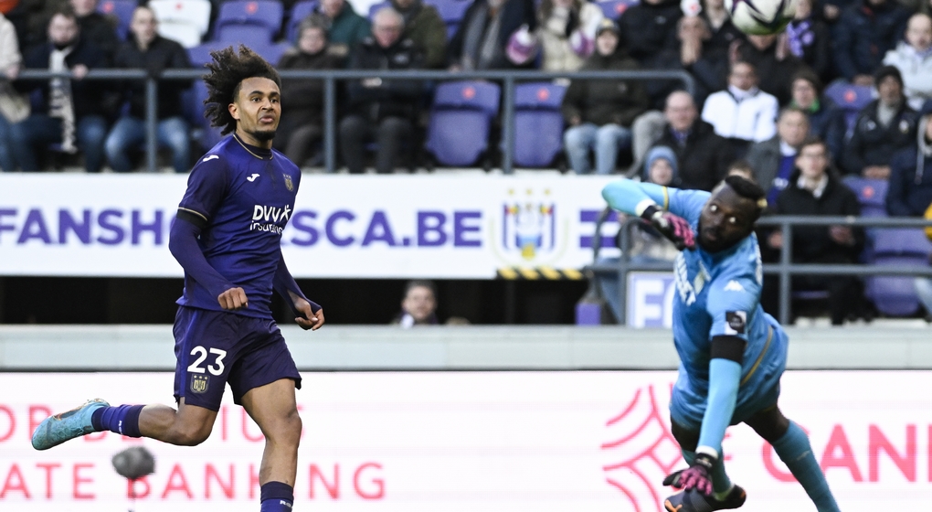 Joshua Zirkzee But RSC Anderlecht Charleroi - Belga Laurie Dieffembacq