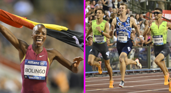 Cynthia Bolingo et les frères borlee au memorial Van Damme - Photo : Belga