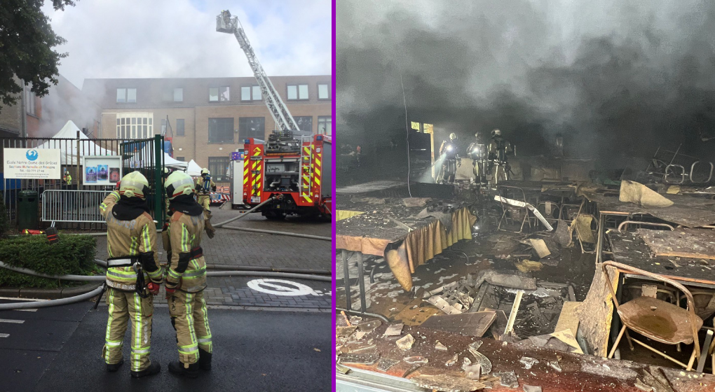 Incendie ecole Notre dame des graces chant doiseau - Photo : Siamu Bruxelles