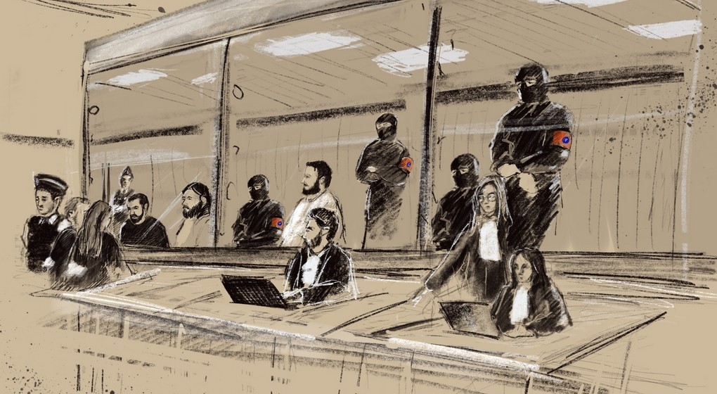 Procès Attentats de Bruxelles 22 mars 2016 - Accusés Dessin - Belga Jonathan De Cesare