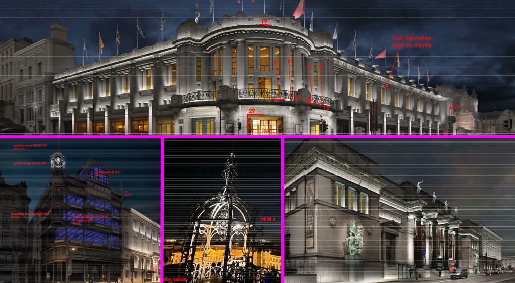 Illustrations Mises en lumière Ravenstein Place Royale - Beliris