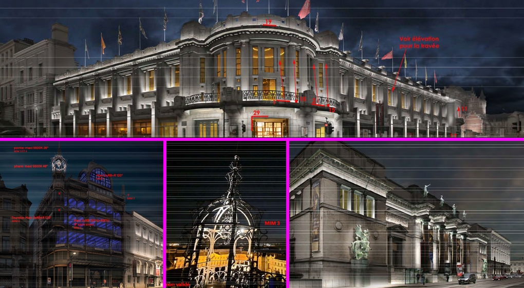 Illustrations Mises en lumière Ravenstein Place Royale - Beliris