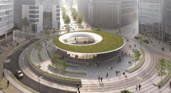 travaux au rond-point Schuman